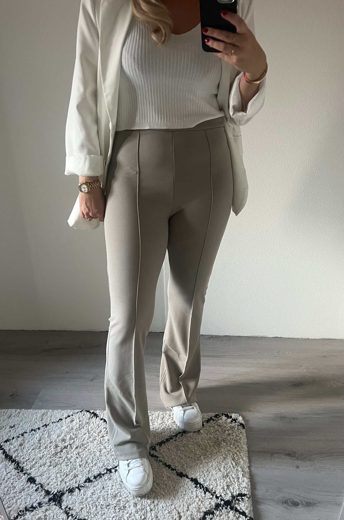 High waist pantalon flared grijs